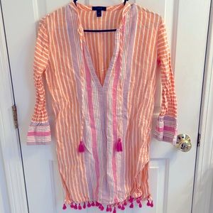 J Crew Orange and Pink Striped Swim Coverup